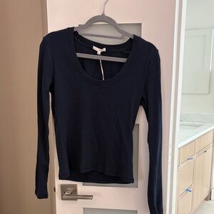 Z Supply Midnight Blue Long Sleeve Tee Sirena Ribbed